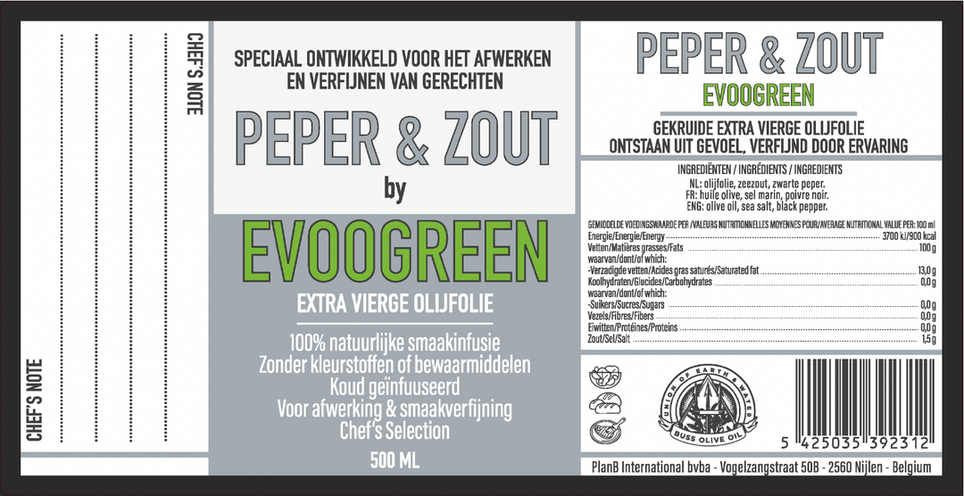 EVOOGREEN PICUAL OLIVE OIL SALT AND PEPPER NEW