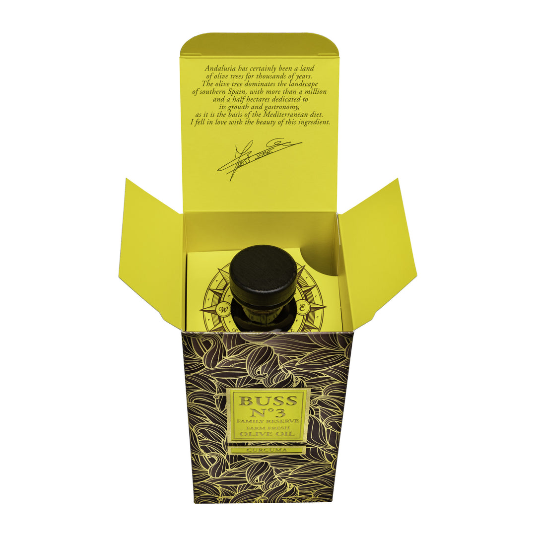 BUSS N°3 Curcuma Olive Oil 700 ml opened gift box