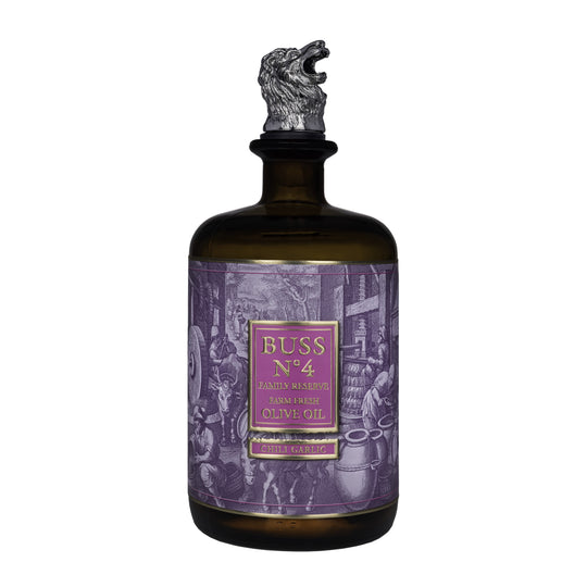 BUSS N°4 Chili Garlic Olive Oil 700 ml bottle with animal pouring cap