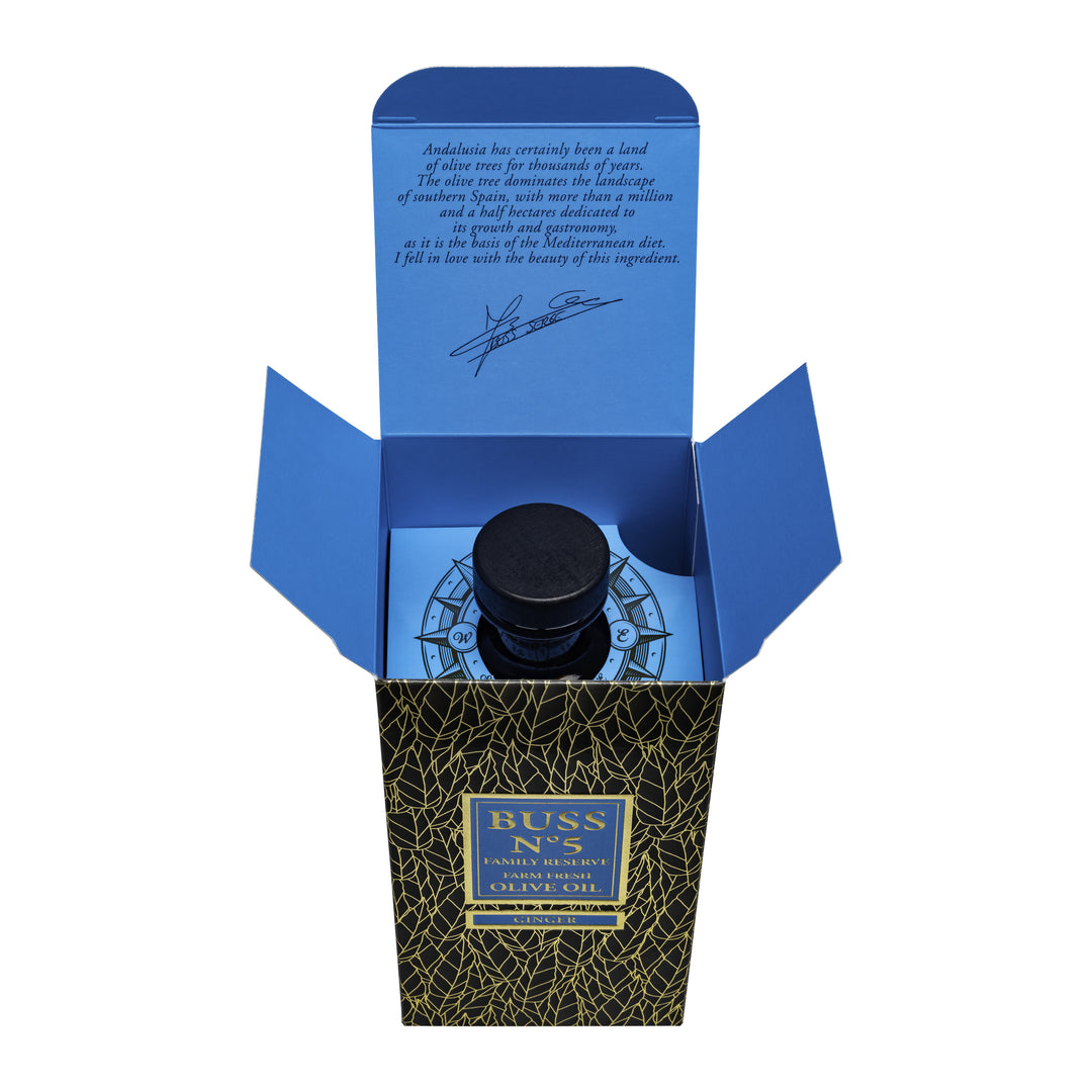 BUSS N°5 Ginger Olive Oil 700 ml opened gift box